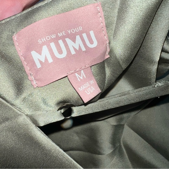Show Me Your Mumu Verona Maxi Slip Dress M Moss Green Luxe Satin Bridesmaid - Picture 7 of 10